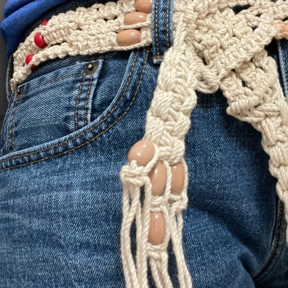 Boho Macramé Wooden Beaded Belt